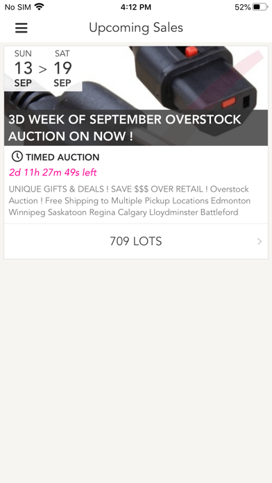 Mega Savers Auction Screenshot