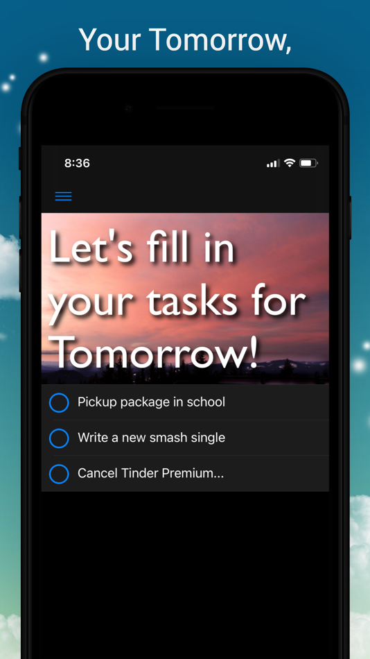 #2. Tomorrow: Optimized To-do List (iOS) 由: Russell Ong