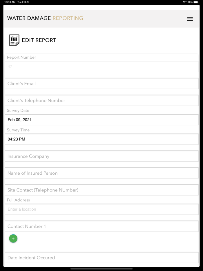 Water Damage Reporting