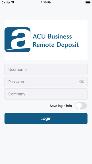 ACU Business Remote Deposit Screenshot