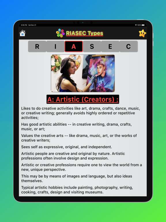 Holland Codes - RIASEC Test iPad screenshot 5 - Lifestyle app