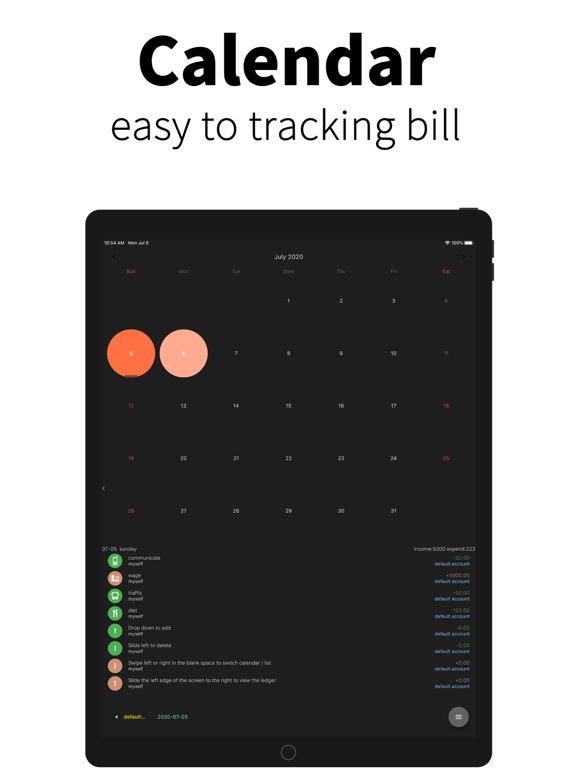 Screenshot #6 pour DarkBook:Lite Spending Tracker
