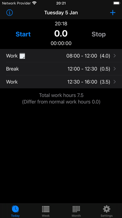 TimeRegister Screenshot