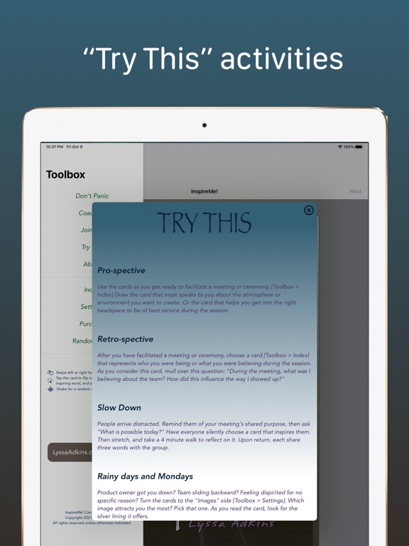 InspireMe! Cards iPad screenshot 5 - Business app