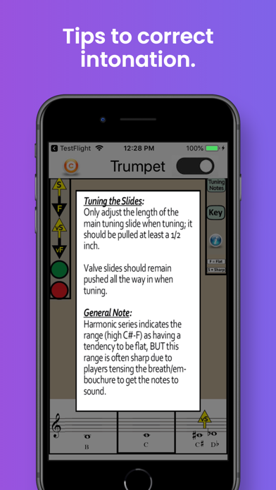 Trumpet Fingering & Tuning Screenshot