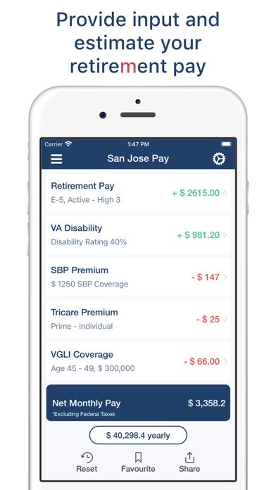 Military Retire Pay Screenshot