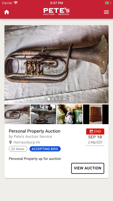 Pete's Auction Screenshot