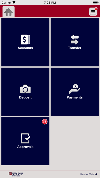 Mega Bank Mobile Business Screenshot