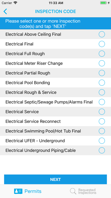 ACBD Inspection Request Screenshot