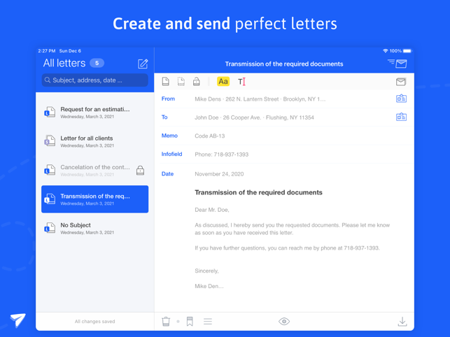 ‎EasyLetter - 发送信件截图