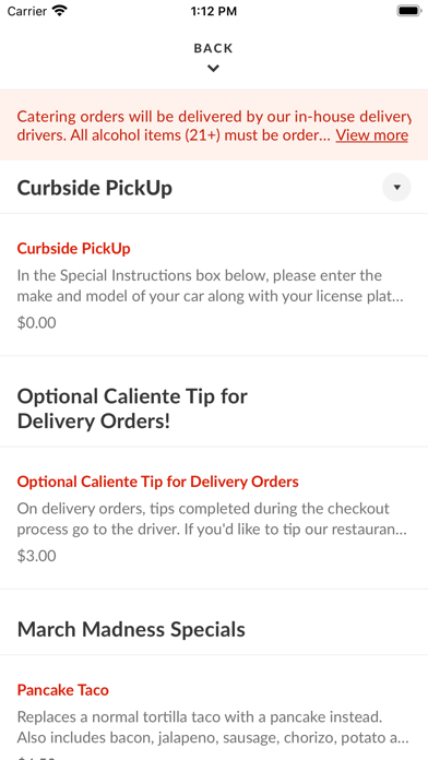 Caliente Mexican Restaurant Screenshot