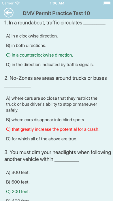 DMV Permit : Practice Test Screenshot
