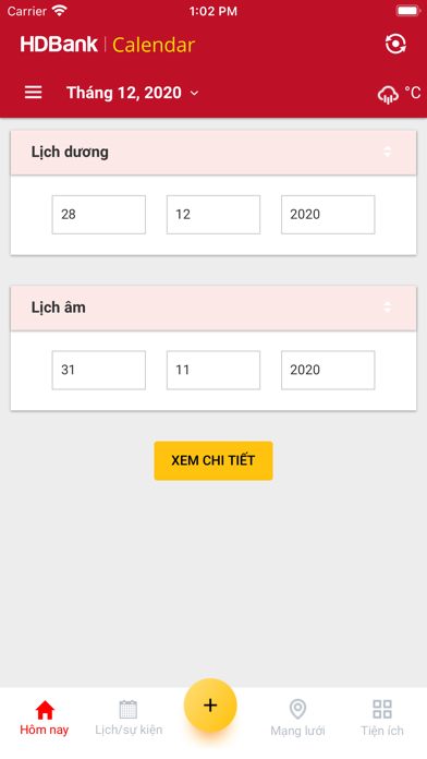 HDBank Calendar Screenshot