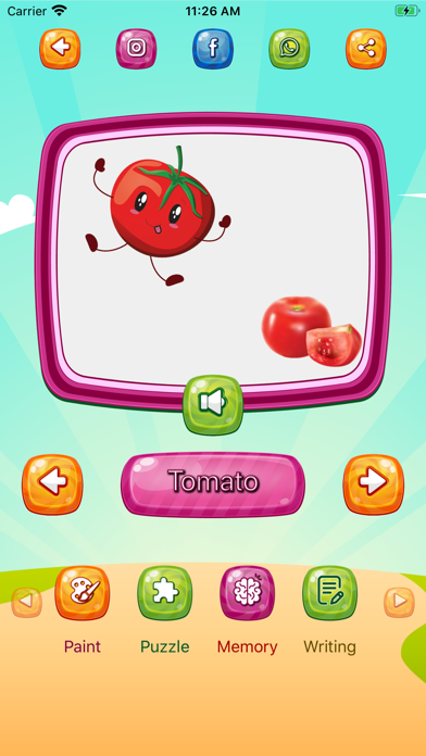 Fruits and Vegetables app Screenshot