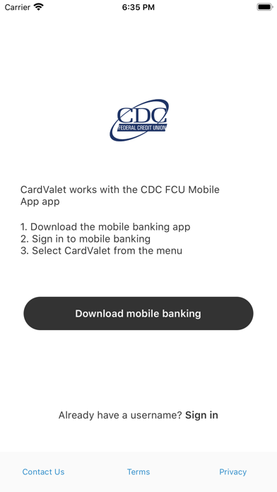 CDC FCU Cards Screenshot