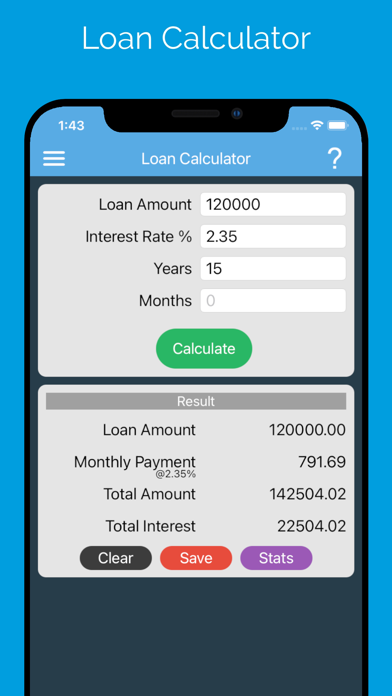 Loan EMI Credit Calculator Screenshot