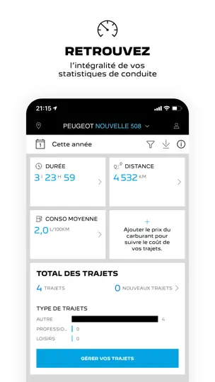 Capture d'écran de MYPEUGEOT APP sur iPhone 2