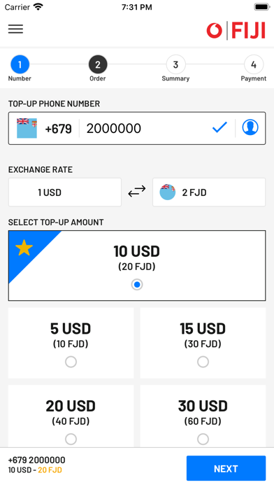 Vodafone Fiji TopUp Screenshot