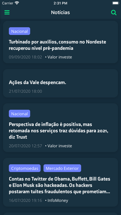 Hub do Investidor Screenshot