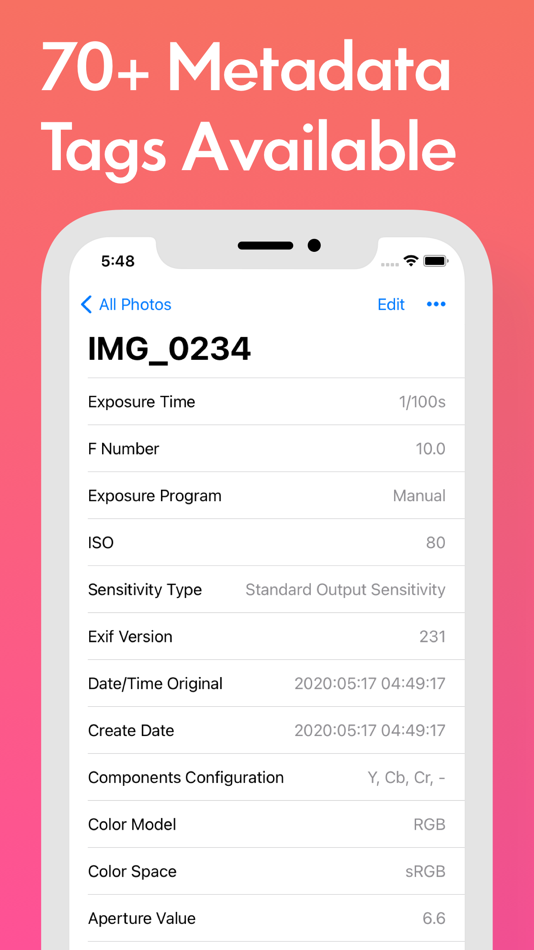 #2. EXIF Metadata App (iOS) 由: Giang Le Ngoc