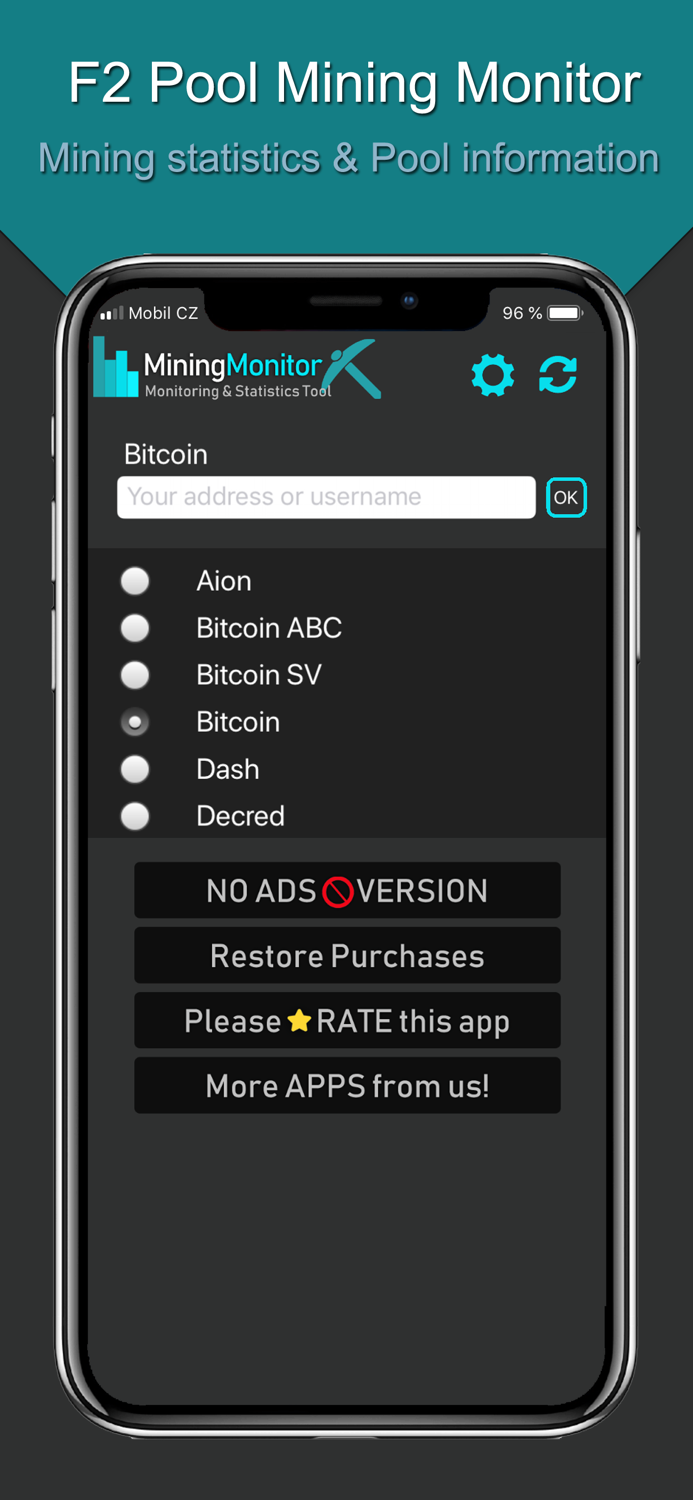 Monitor for F2 mining pool