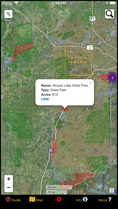 US State Parks and Forests Map Screenshot