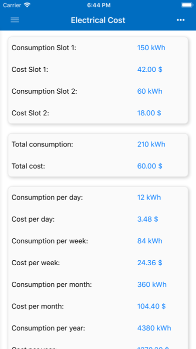 Electrical Cost PRO screenshot 2