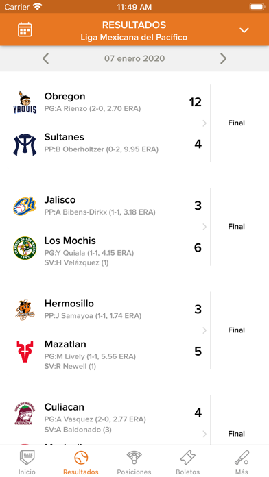 Naranjeros de Hermosillo Screenshot