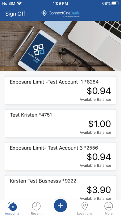 ConnectOne Bank Business App Screenshot