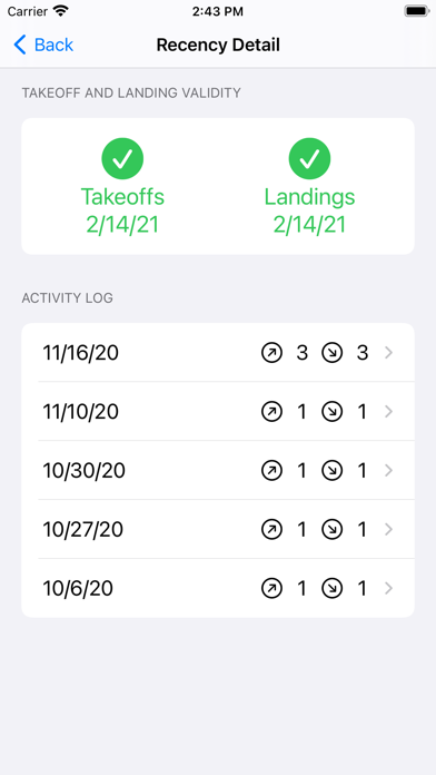 Flight Recency Screenshot