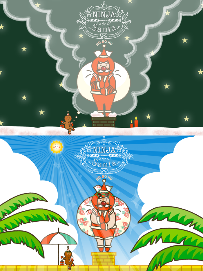 Ninja Santa Christmas Stickers