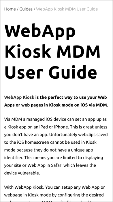 WebApp Kiosk MDM Screenshot