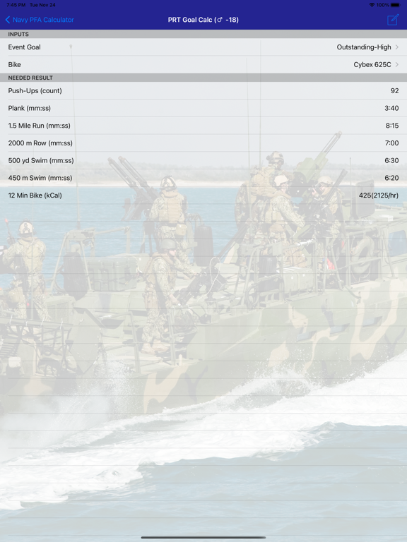 Screenshot #5 pour Navy PFA Calc