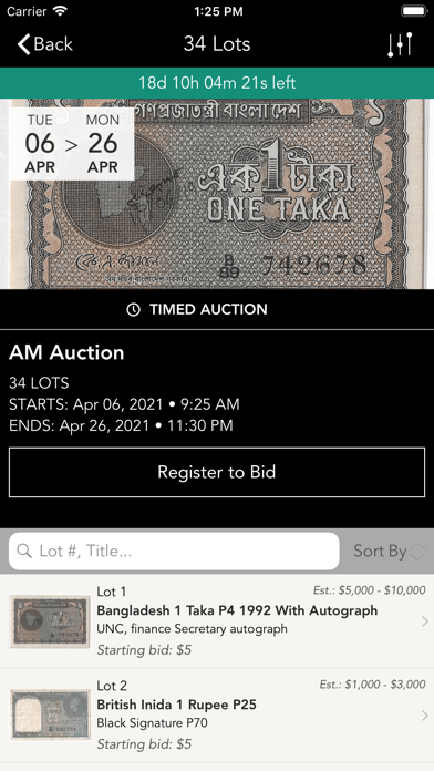 BanglaNumis Auction Screenshot