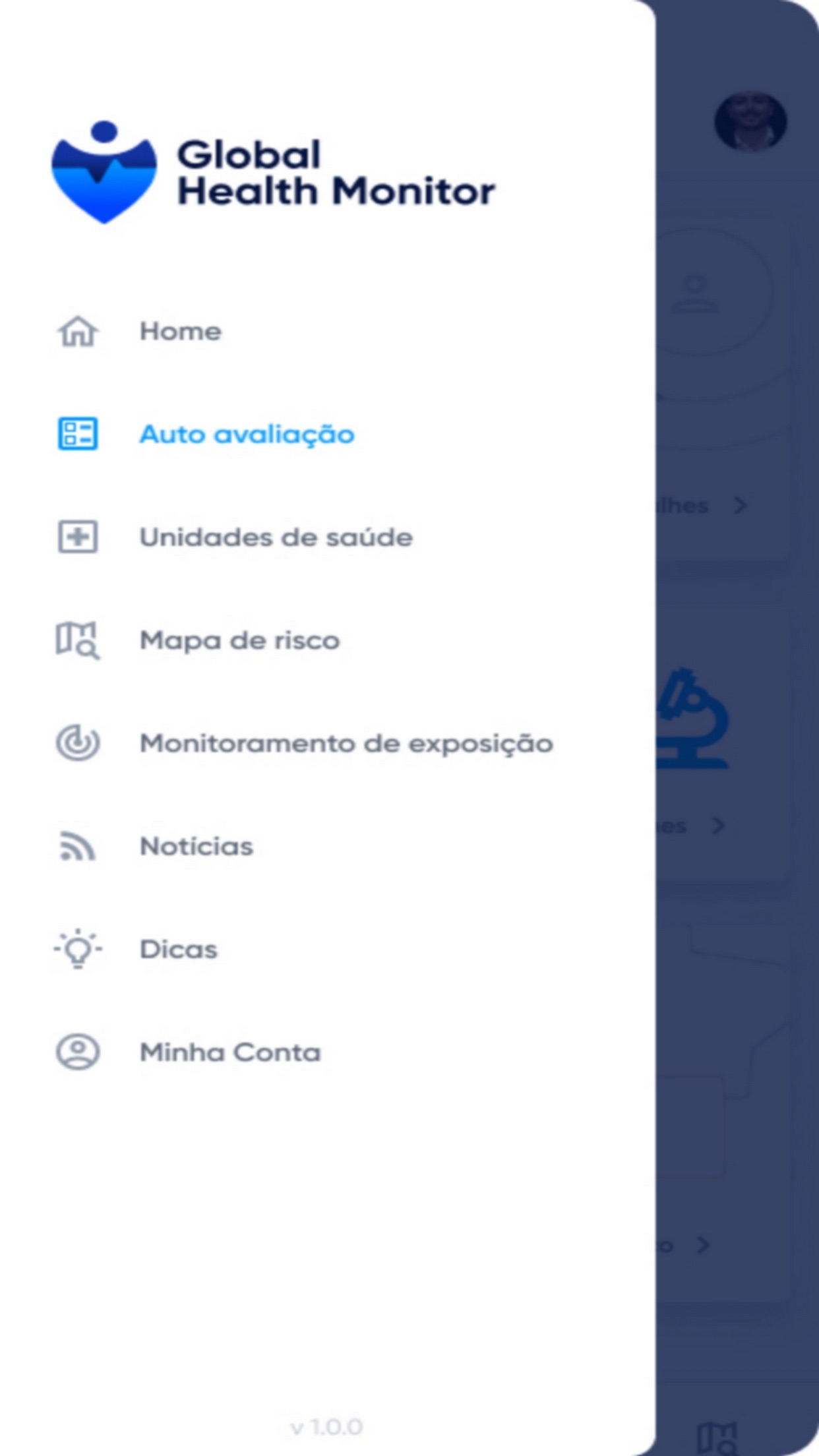 Screenshot do app Global Health Monitor