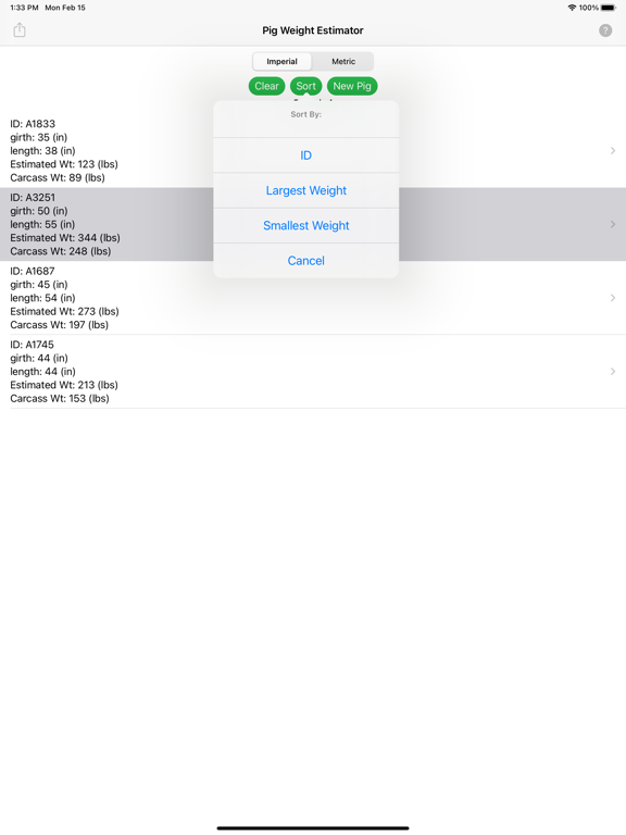 Pig Weight Estimator iPad screenshot 5 - Business app