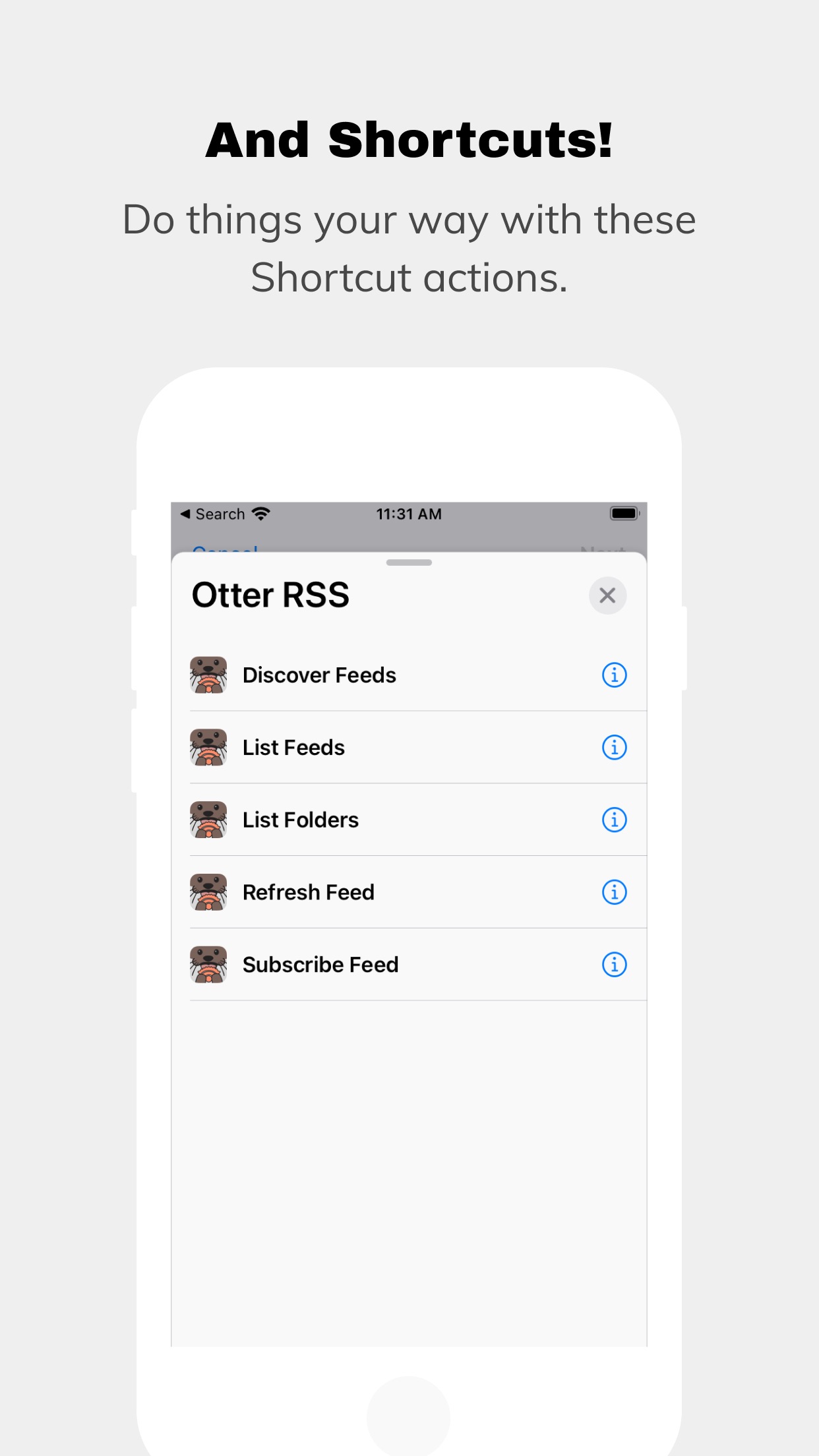 Screenshot do app An Otter RSS Reader