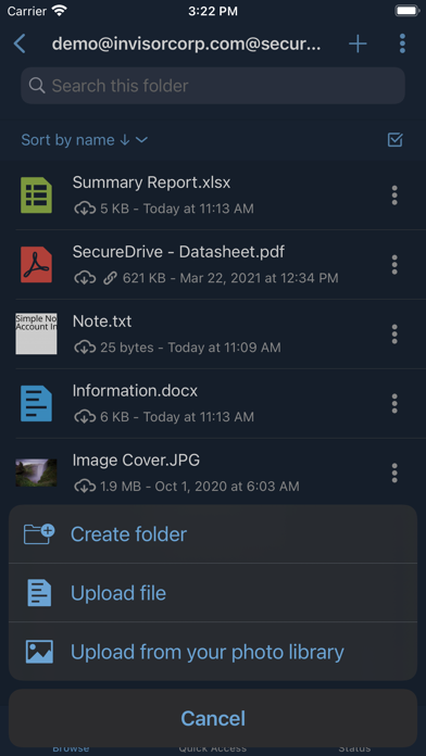SecureDrive Mobile Screenshot