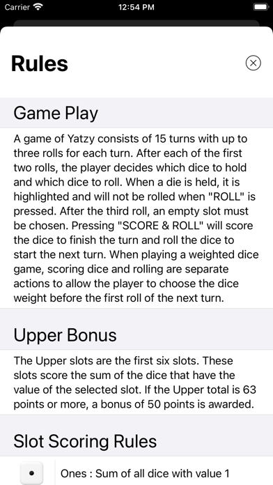 Yatzy Solitaire Screenshot