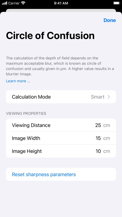 Depth of Field Estimator screenshot-3