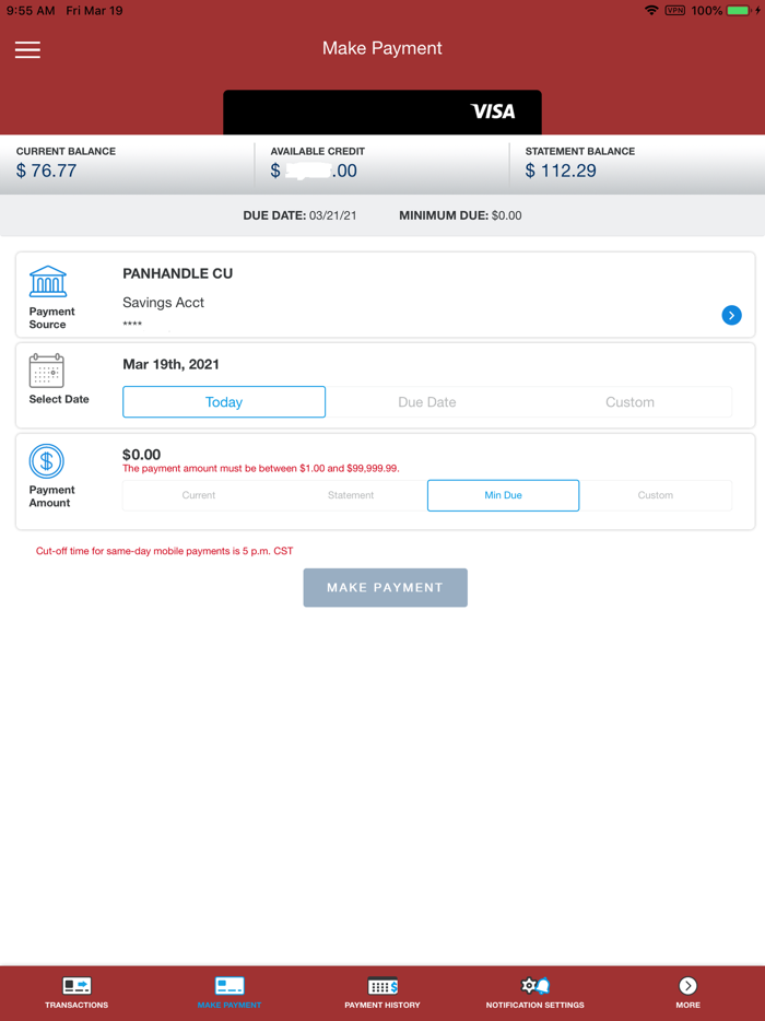 Panhandle Credit Card Manager