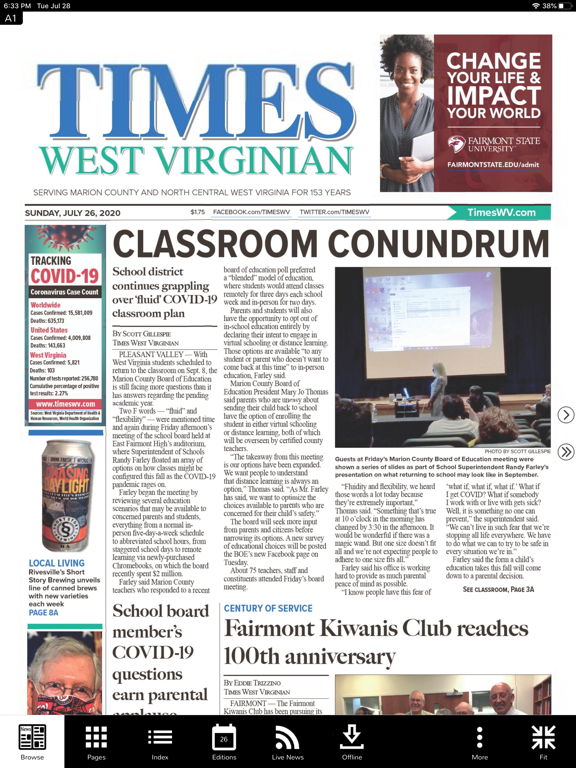 Times West Virginian- Fairmont iPad screenshot 4 - News app