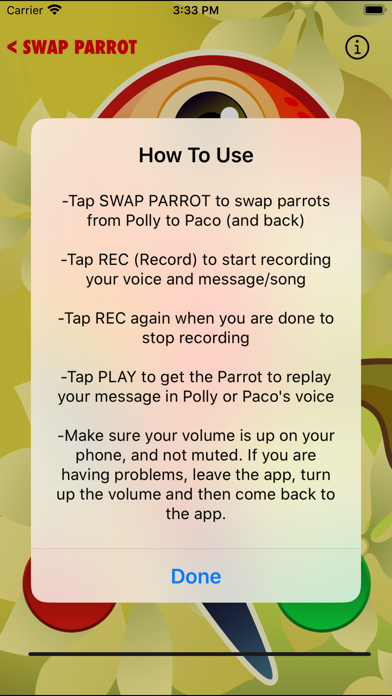 Talking Parrot Repeater Screenshot