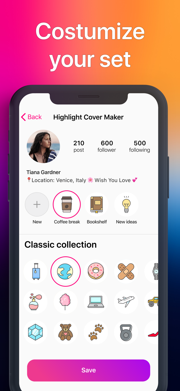 Highlight covers for IG story