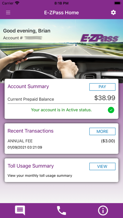 PA Toll Pay Screenshot