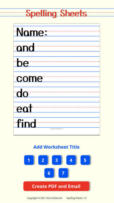 Spelling Sheets Screenshot