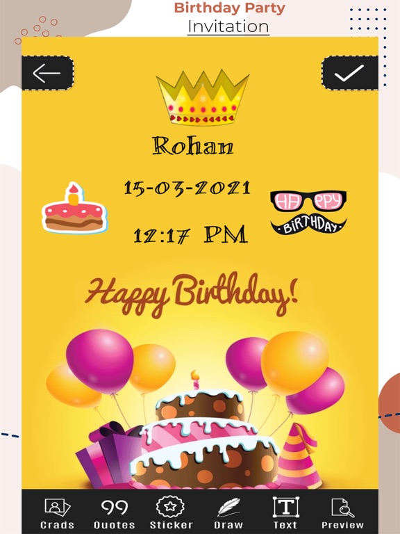 Screenshot #4 pour Birthday Party Cards & Frames