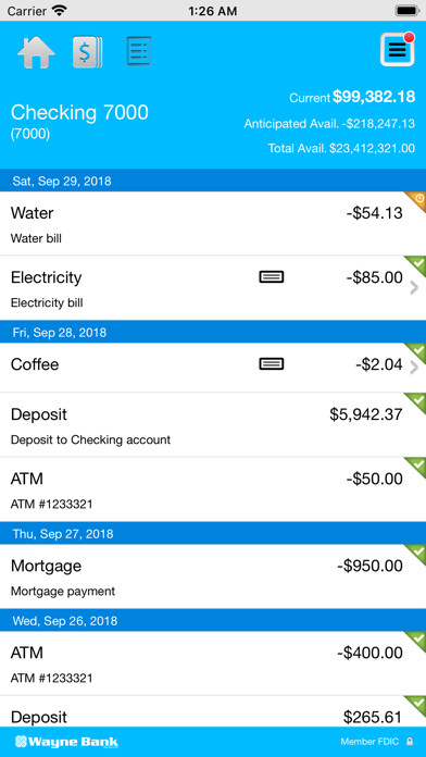 Wayne Bank Business Screenshot