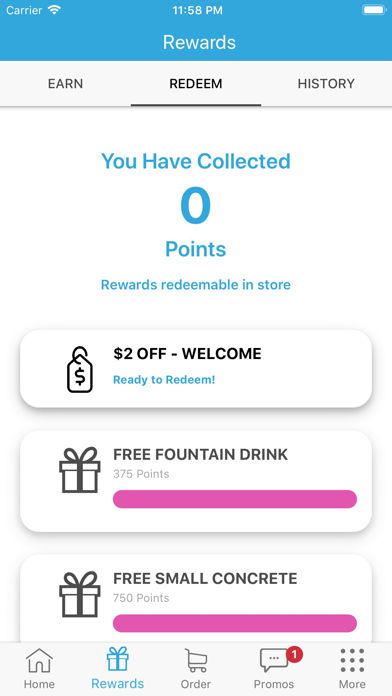 Shake's Frozen Custard Rewards Screenshot
