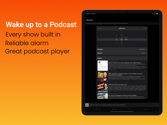 Podcast Alarm - Player & Alarm iPad app afbeelding 1